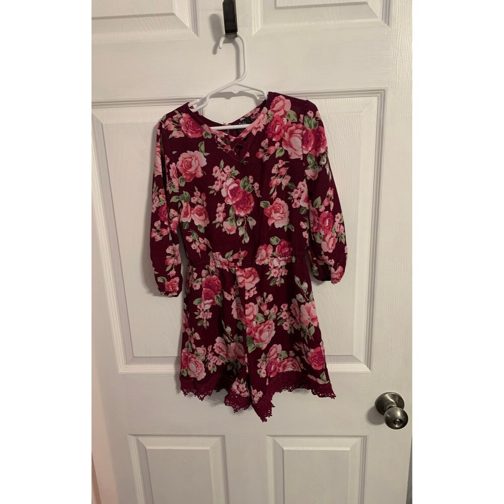 Pink & Violet Shorts Romper. Size M (7-8).